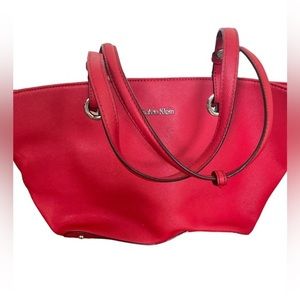 Calvin‎ Klein Saffiano Leather Shopper Tote Bright Red